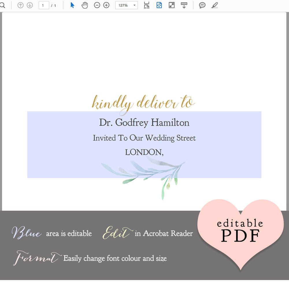 envelope addressing envelope template diy greenery front back