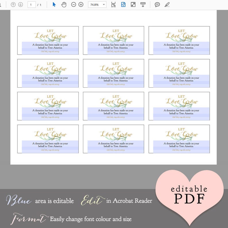 Favor Donation Tags 3.25x1.25 Let Love Grow Charity | Etsy