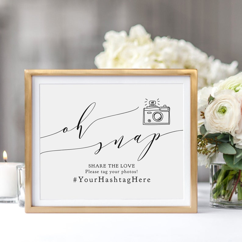 Oh Snap Hashtag Tag Your Photos Sign Printable Hashtag Sign image 1