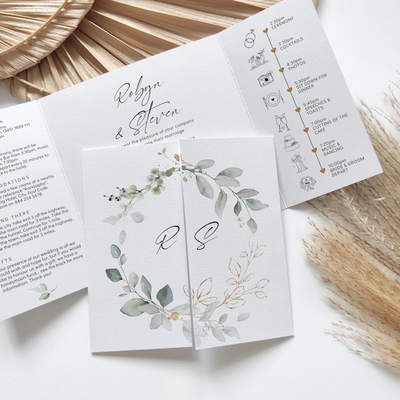 Square Wedding Invitations, Square Folded Wedding Invitations, Gatefold Invitations, Printable Invitations, Canva Template | 80G