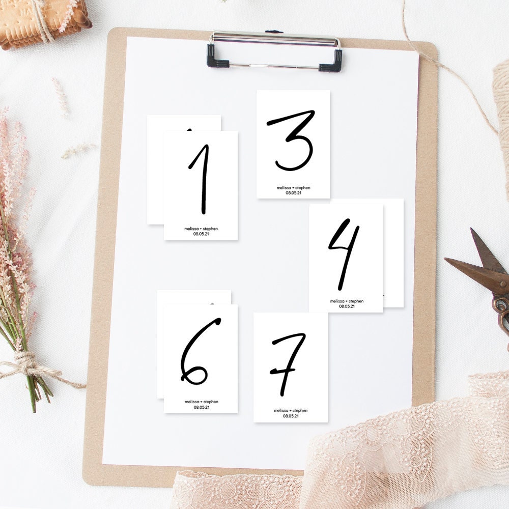 Modern Small Table Numbers, Printable Table Numbers in 3 Sizes, 2x3