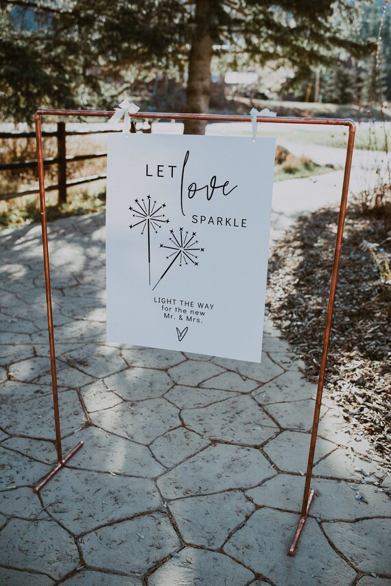 Let Love Sparkle Sign, Printable Sparkler Send Off Sign, Light the Way Sign, Wedding Send Off Sign, Canva Template | 88