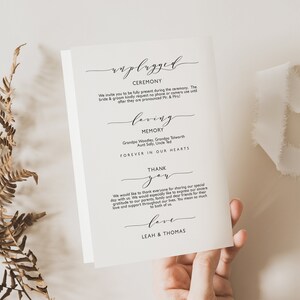 Romantic wedding program template, folded order of service Booklets. Printable program, front, back, inside, Wedding Corjl FREE Demo image 3