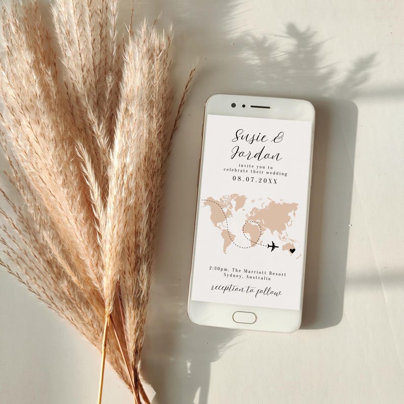 Destination Wedding Phone Invitation