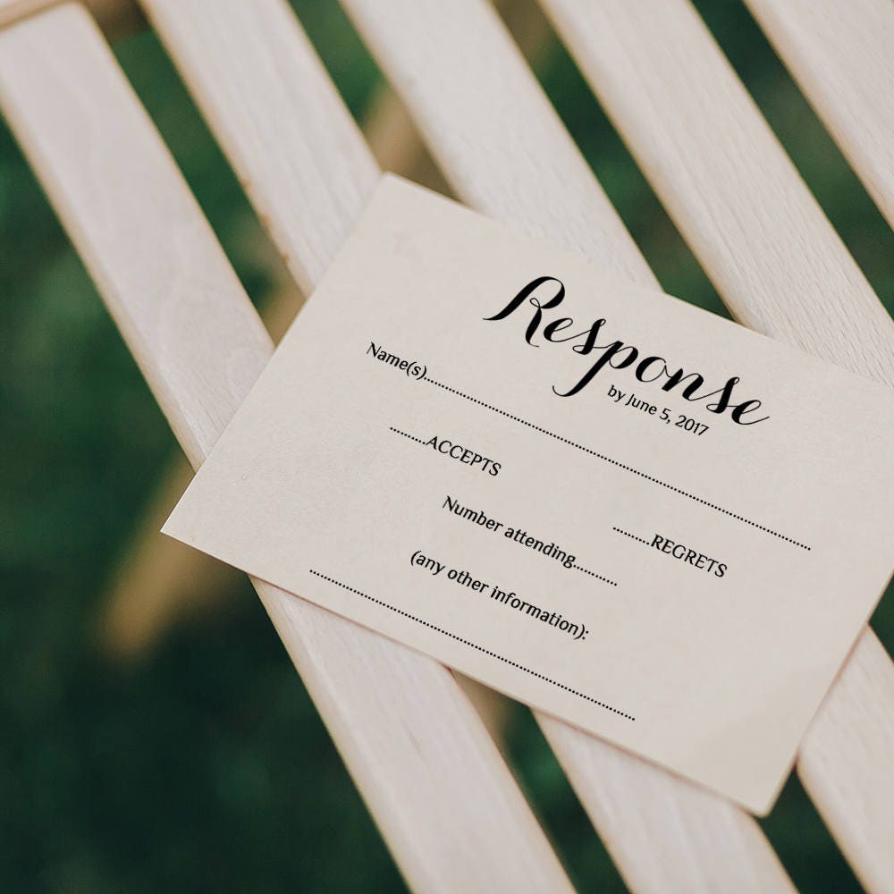 Printable Wedding Rsvp Template Rsvp Card Byron Any Colours Editable Word Template Response Template