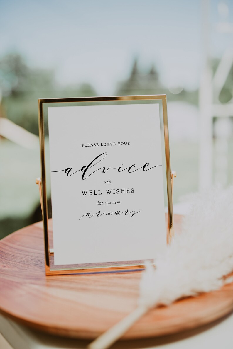 Advice and Well Wishes Cards / Sign, DIY Marriage Printable Advice Cards and Sign, 5x7" cards AND sign 'Wedding', Download and Print. image 6