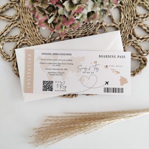 Destination Hawaii Boarding Pass Invitation Ticket Template, Any Colors, Printable Boarding Pass Invitation, Corjl Templates, FREE Demo image 4