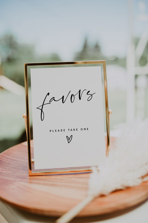 Favors Please Take One, Modern Minimalist Wedding Sign, Sweet Treat Baby Shower Bridal Shower, 3 Sizes, Corjl Template, FREE demo | 86