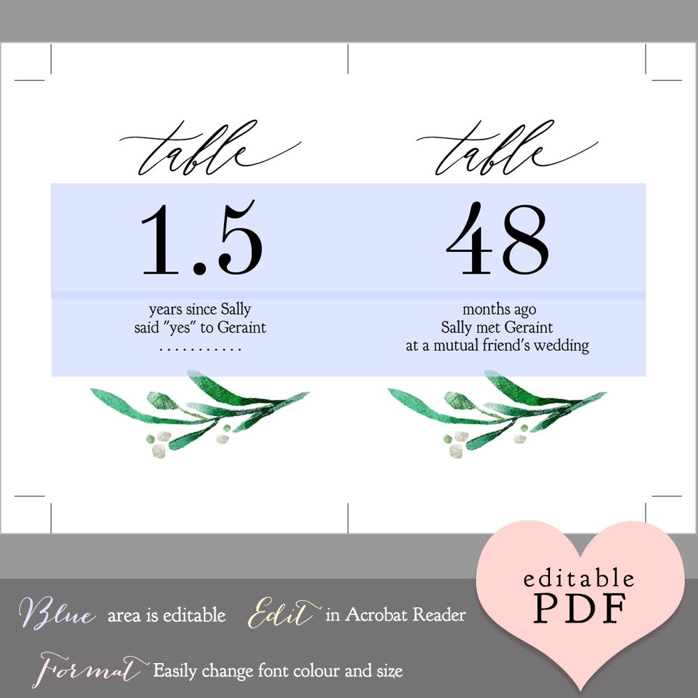 unique table numbers story diy table number printable template 5x7