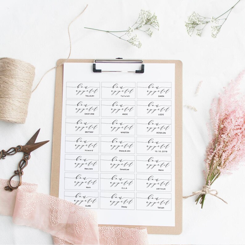 Table Setting Name Tag Printable Name Place Setting Printable | Etsy