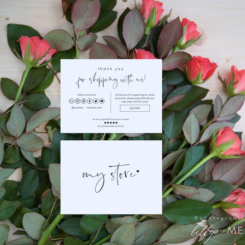 Modern Thank You for Shopping With Us Printable Card 3 Etsy