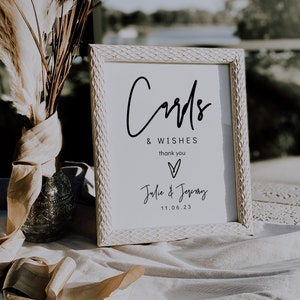 Cards & Wishes Sign, Printable Wedding Cards Sign, Wedding Cards and ...