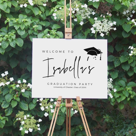 Canva Template for Graduate Party, Welcome Sign Graduation Party, Graduation Poster, Graduation Welcome Sign Template, Canva Templates | 88