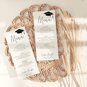 Menu for Graduation Party, Graduates Menu, Graduation Party Table Decorations, Long Graduation Menus, Graduate Decor, Canva Templates | 88