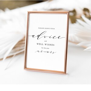 Advice and Well Wishes Cards / Sign, DIY Marriage Printable Advice Cards and Sign, 5x7 cards AND sign 'Wedding', Download and Print. image 9