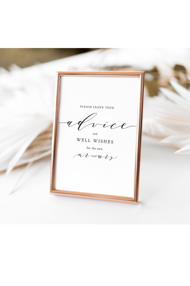 Advice and Well Wishes Cards / Sign, DIY Marriage Printable Advice Cards and Sign, 5x7" cards AND sign 'Wedding', Download and Print. image 9