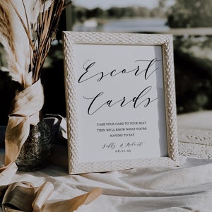 Escort Card Sign Printable Guest Escort Cards Sign, Please find your name, 4x6, 5x7 and 8x10, Wedding, Corjl Template, FREE Demo image 2