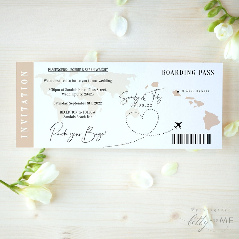 Destination Hawaii Boarding Pass Invitation Ticket Template, Any Colors, Printable Boarding Pass Invitation, Corjl Templates, FREE Demo image 10