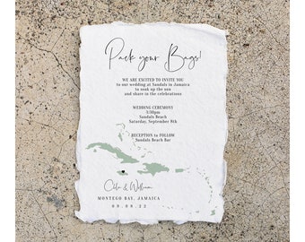 Destination - Caribbean Wedding Invitation, Destination Wedding Jamaica Invitations, Antigua Wedding, 3 sizes, Corjl Templates, FREE Demo