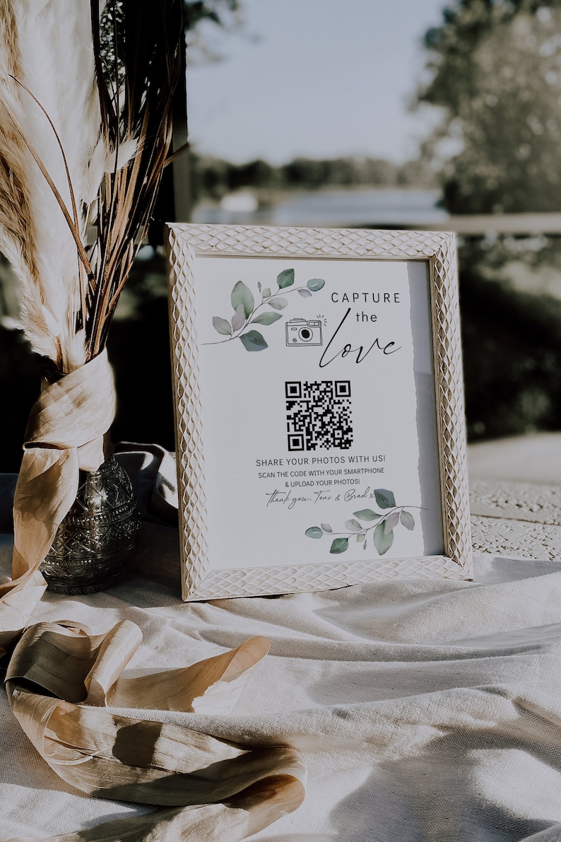 Code QR Capturez l'amour, Affiche pour album photo partagé, Affiches photo de mariage, Affiches Partagez l'amour, Affiches code QR pour mariage, modèle Canva 80 g image 3