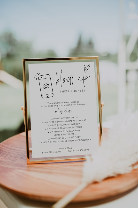 Wedding Table Game, Blow Up Their Phone Sign, Take Action Game, Blow Up Their Phones Wedding Game, Canva Template | 88