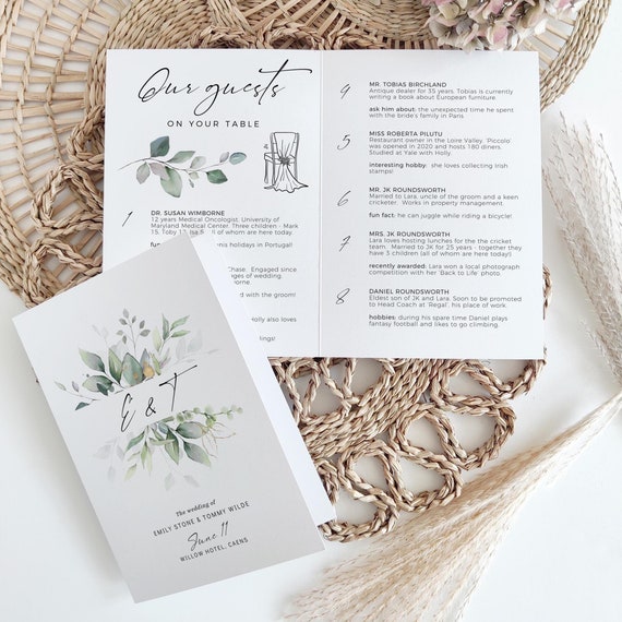 Guest Conversation Starter, Ice Breaker, Wedding Table Talk, Our Guests on Your Table, Table Conversation Starter, Canva Template | 80G