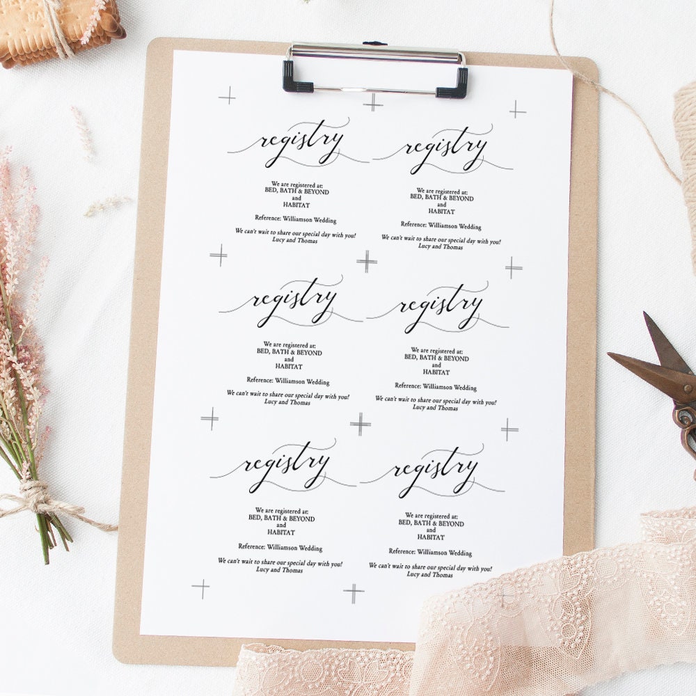 Lucy Wedding Registry Card Printable Wedding Gift Registry