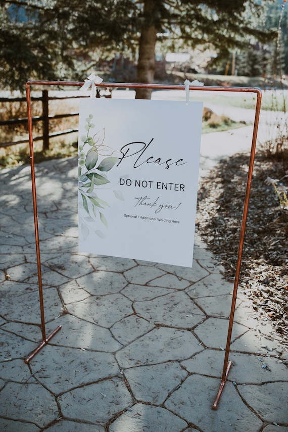 Leaf & Gold - Do Not Enter Sign, Please Do Not Enter Sign Printable, No Entry Sign, Do Not Enter Template, Corjl Templates, FREE Demo | 80G