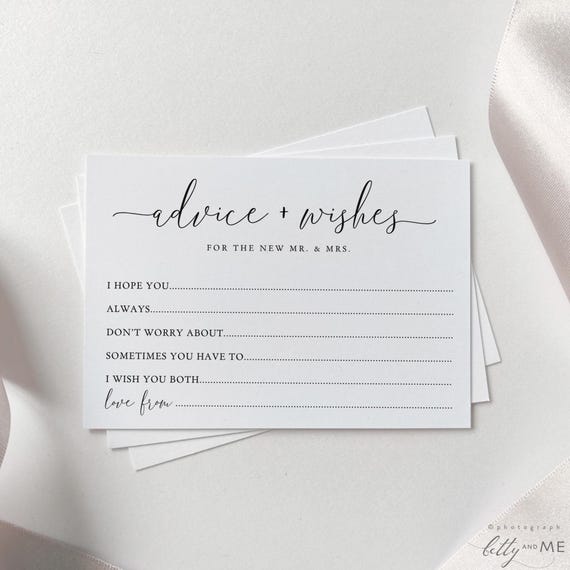 Advice and Wishes For The Bride And Groom Card, Newlywed Advice Cards Wedding, Bridal Shower Advice Cards, 4 sizes, Canva Templates | 68