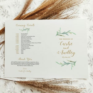 Greenery Booklet Wedding Program Template, Order of Service Booklet Printable Wedding Program Template DIY Wedding, Corjl, FREE Demo image 4