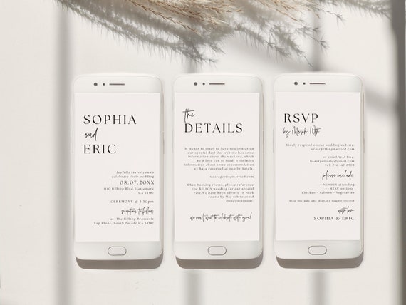 Website Scrolling Invitation Template, Countdown to Wedding Day Website Invitations, Minimalist Electronic Invitations, Canva Templates | 90