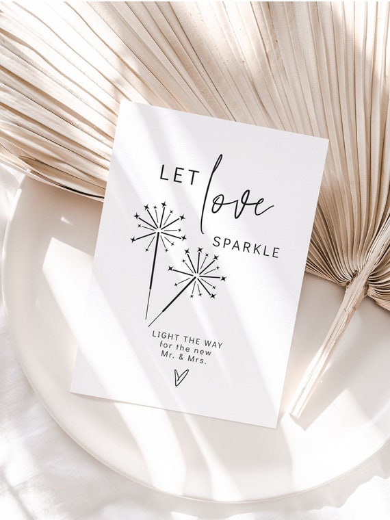 Wedding Send Off Sign, Let Love Sparkle Sign, Printable Sparkler Send Off Sign, Light the Way Sign, Canva Templates | 88