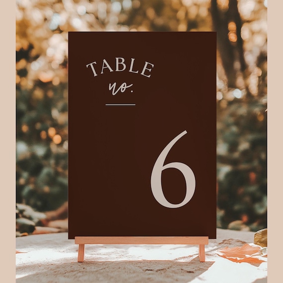 Dark Brown Number Templates, Espresso Brown and Mocha, Chocolate Wedding Theme, Canva Templates | 88