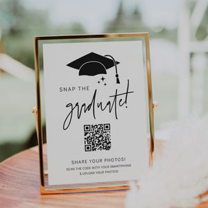 QR-Code-Abschluss-Fotoschild, Snap the Graduate-Foto-Gästebuchschild, druckbare Abschlussschilder, Canva-Vorlagen | Sig. 88