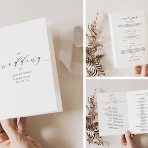 Romantic wedding program template, folded order of service Booklets. Printable program, front, back, inside, Wedding Corjl FREE Demo image 2