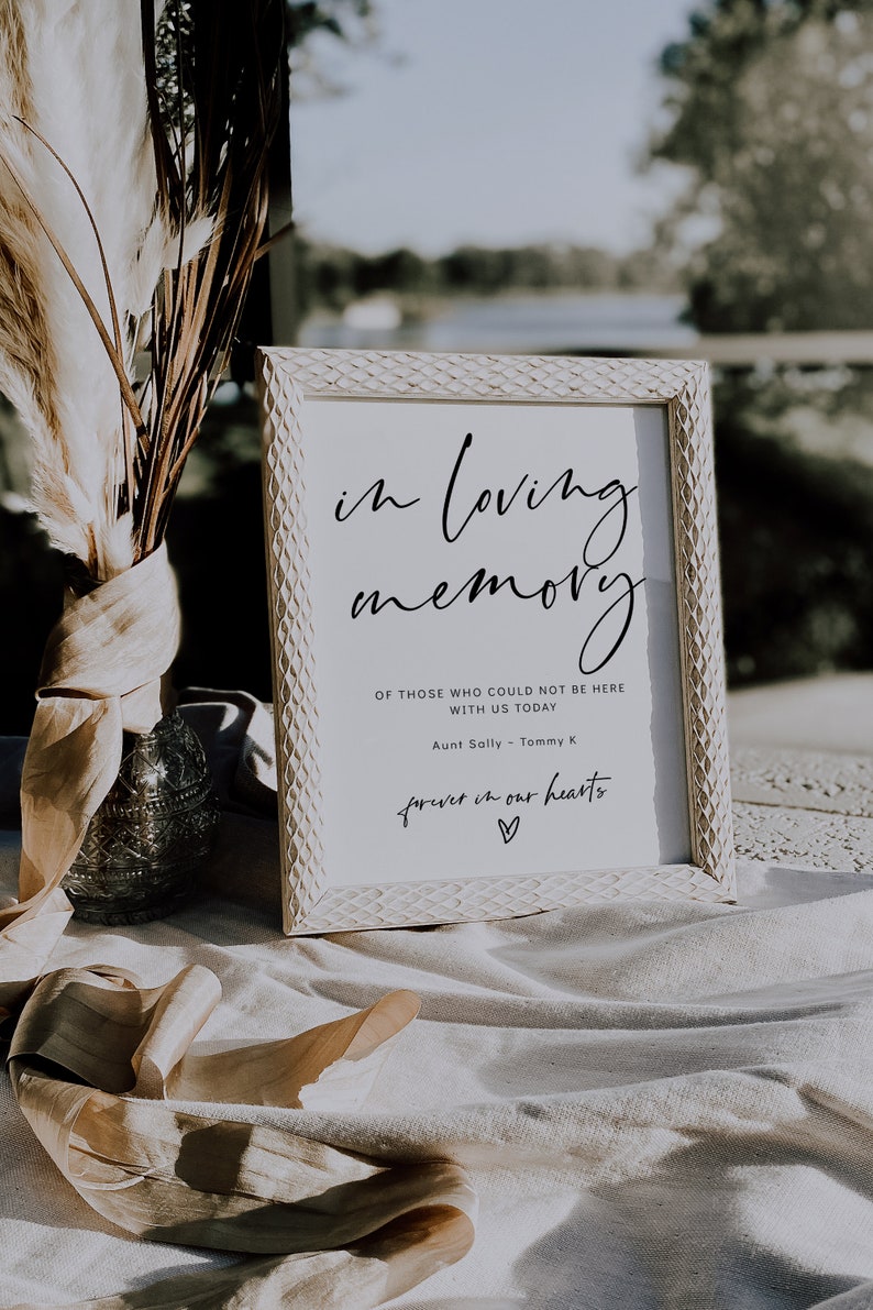 In Loving Memory Sign, Printable In Loving Memory Sign for Wedding, 3 Variations, Modern Minimalist Memorial Sign, Canva Template 86 image 9