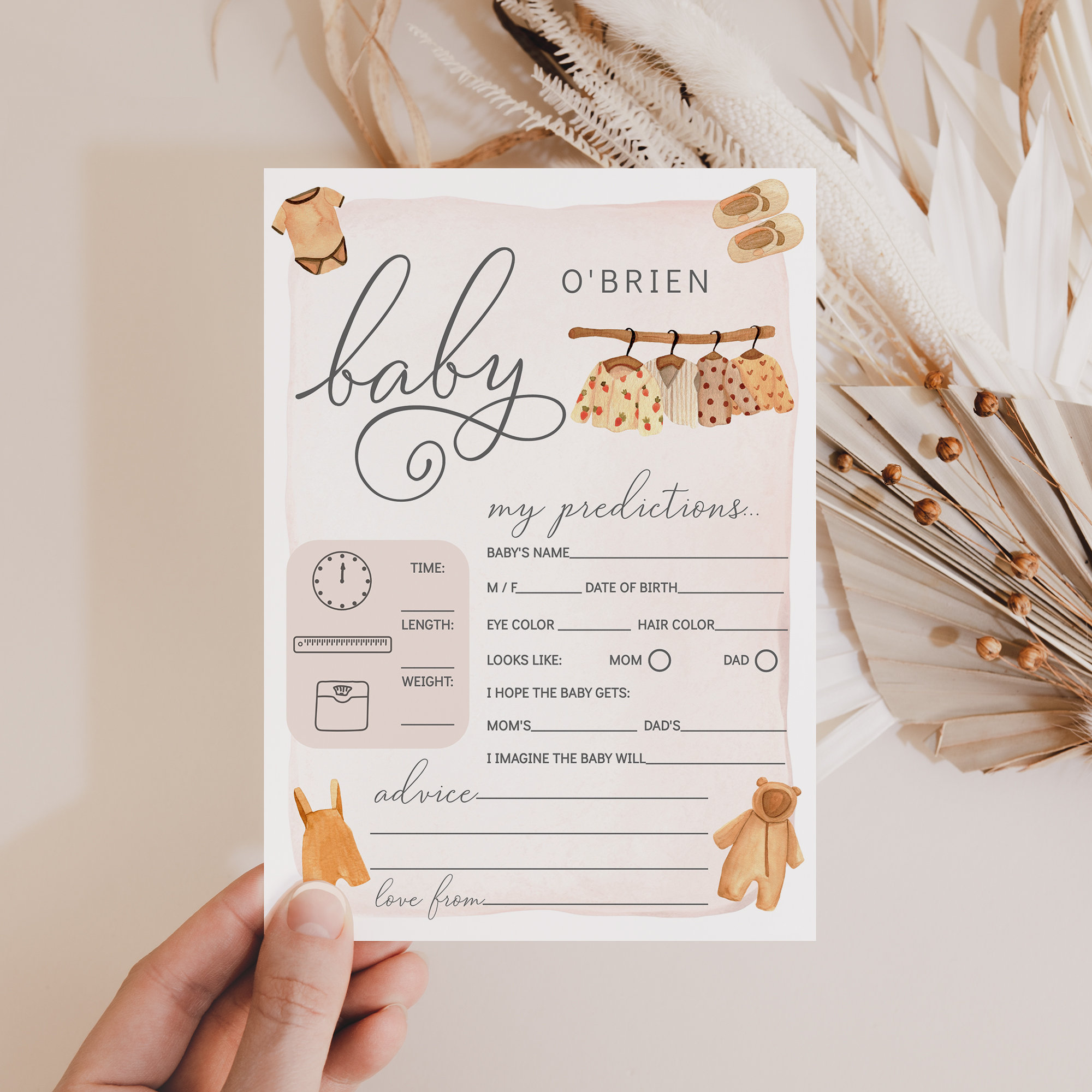 Baby Predictions and Advice Cards, Printable Baby Shower Cards ...