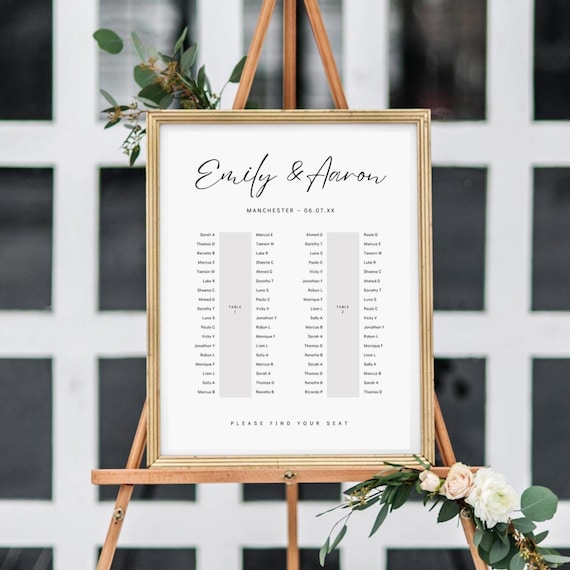 Canva Banquet Seating Chart, 2 Long Tables, Banquet Table Plan Printable Template, Wedding Banquet Tables, Canva Templates, 118