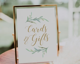 Greenery Cards & Gifts Wedding Sign Printable, Printable Cards and Gifts sign, Boho Cards and Gifts Sign, Wedding Signs | Download and Print