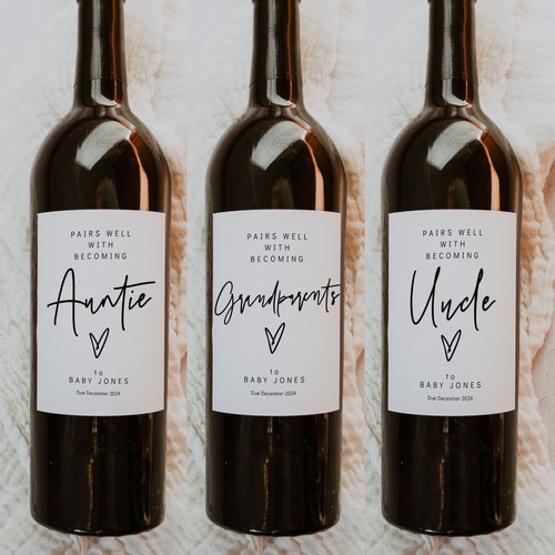 Pregnancy Announcement Wine Labels Printable Baby - Etsy