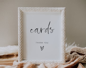 Wedding Cards Sign, Printable Wedding Signage, Minimalist Wedding Sign Templates , 3 Sizes, Corjl Template, FREE demo | 86