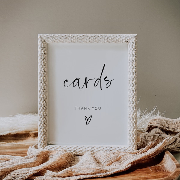 Wedding Cards Sign, Printable Wedding Signage, Minimalist Wedding Sign Templates , 3 Sizes, Corjl Template, FREE demo | 86