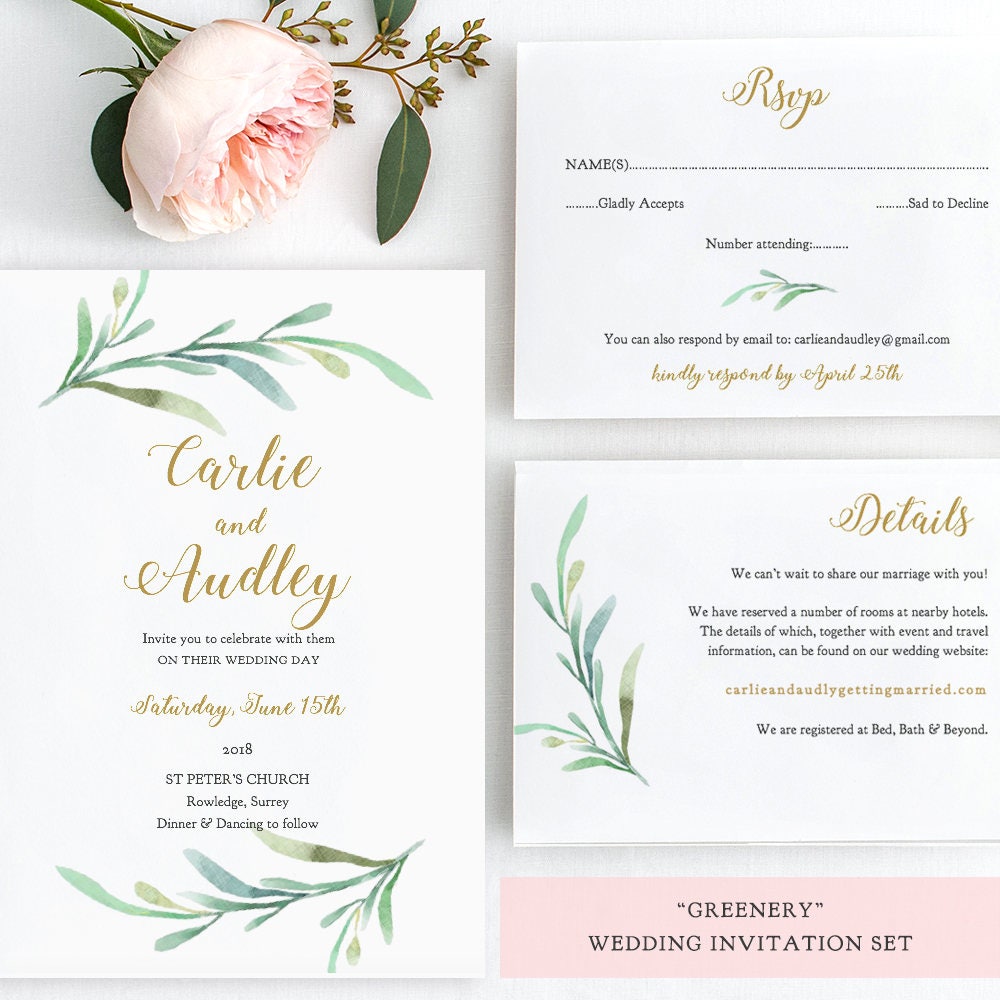 wedding invitation template set printable wedding