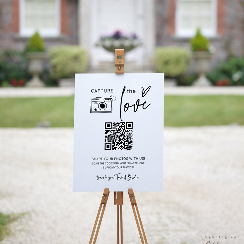 Capture the Love QR Code, Wedding Photo Signs, Share the Love, Wedding QR Code Signs, Horizontal & Vertical, Canva Template 88 zdjęcie 5