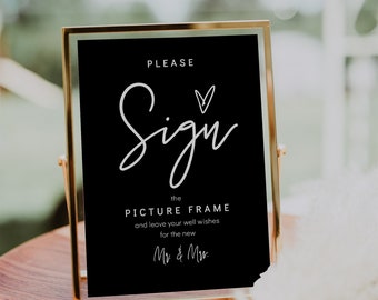 Please Sign, Black or Other Colour, Printable Custom Sign, Direct your guests to sign your guest book object, Canva Template | 88