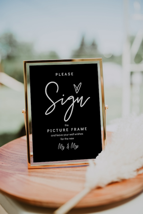 Please Sign, Black or Other Colour, Printable Custom Sign, Direct your guests to sign your guest book object, Corjl Template, FREE demo | 88