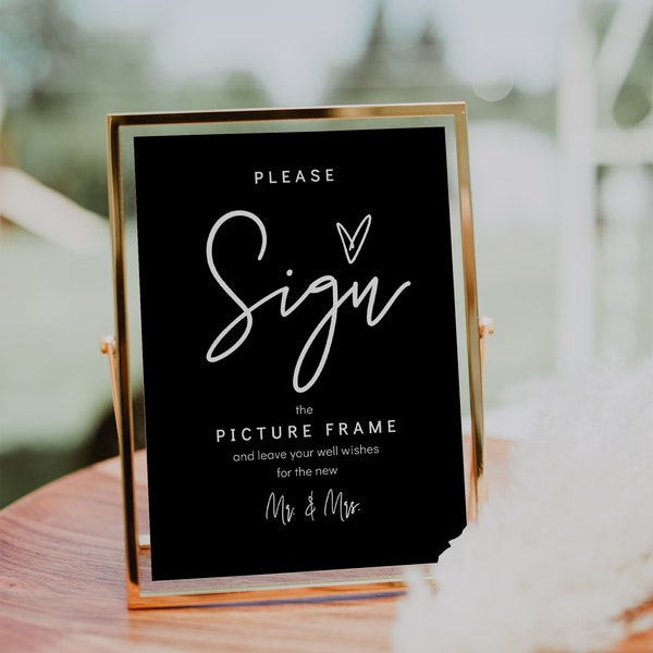 Please Sign, Black or Other Colour, Printable Custom Sign, Direct your guests to sign your guest book object, Canva Template | 88