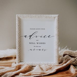 Advice and Well Wishes Cards / Sign, DIY Marriage Printable Advice Cards and Sign, 5x7" cards AND sign 'Wedding', Download and Print. image 5