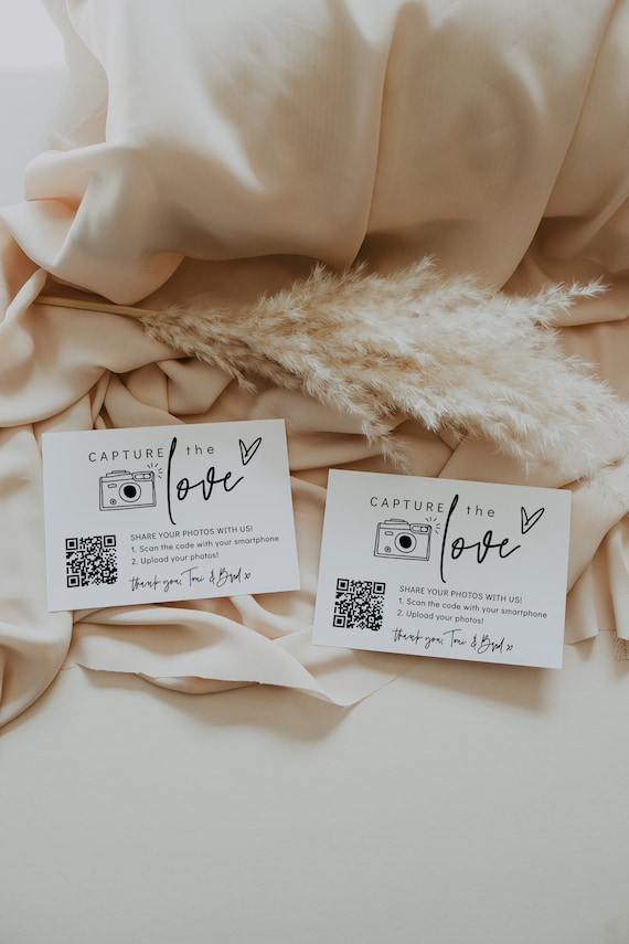 Business Card with QR Code, Capture the Love QR Code, Share Wedding Photos, Share the Love, 22 Sizes, Canva Template | 88