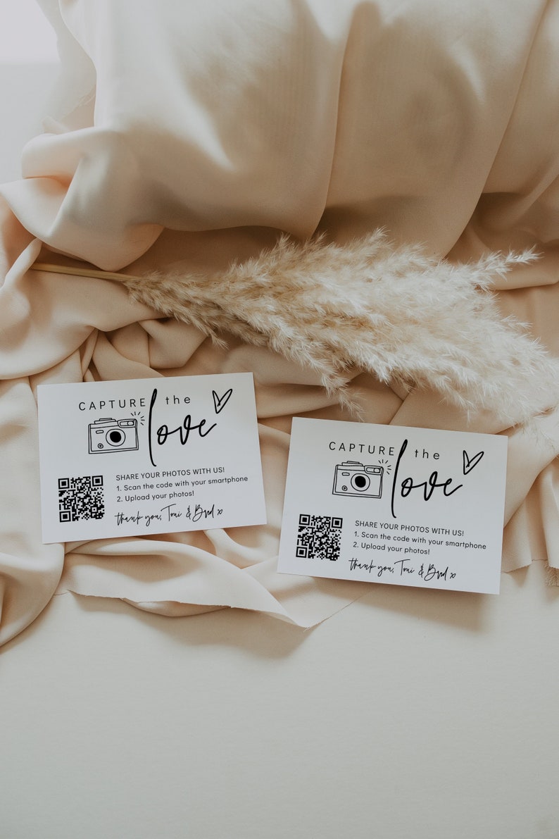 Business Card with QR Code, Capture the Love QR Code, Share Wedding Photos, Share the Love, 22 Sizes, Canva Template 88 image 1